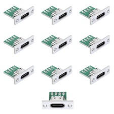 10 Pcs USB C Panel Mount Connector DIY Type C Female Socket Green Set