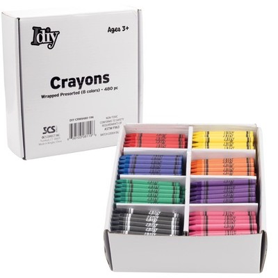 SCS Direct IDIY Wrapped Bulk Wax Crayons 480 1 Count (Pack of 480), 8 Colors
