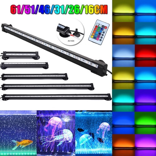 Luz de pecera de acuario LED RGB sumergible lámpara de burbuja de aire estanque tira de luces