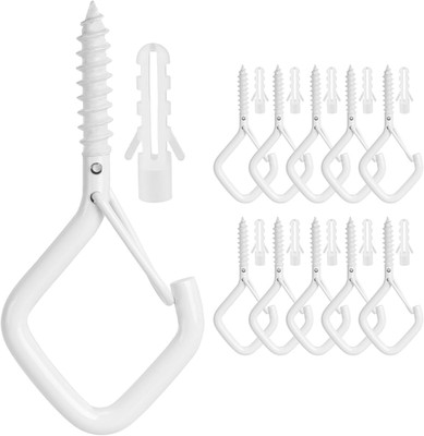 White Drop Ceiling Hooks Heavy Duty, 10 Pcs Screw Hooks for Indoor Outdoor Strin
