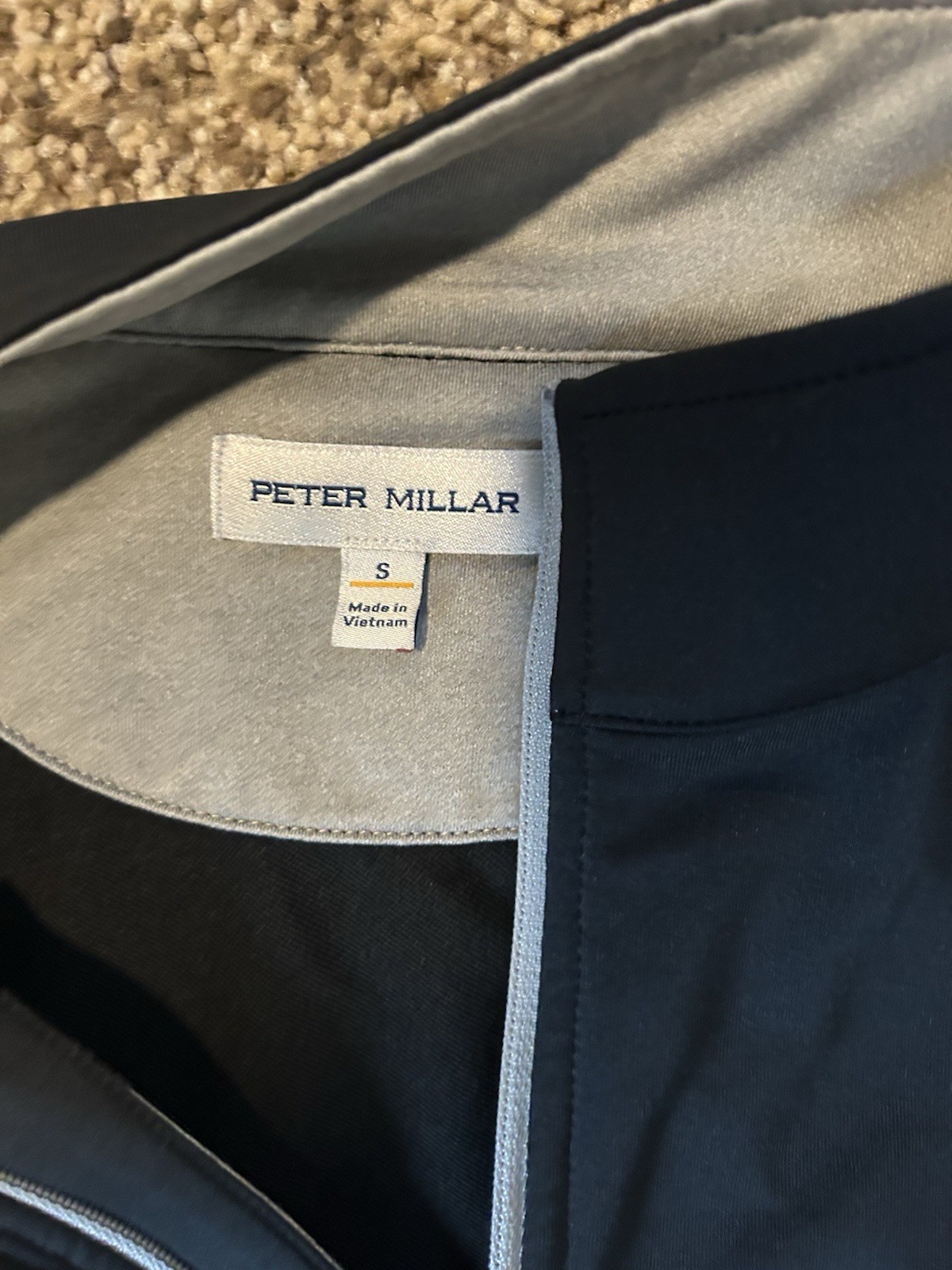 Peter Millar Men's Black 1/4 Zip Collared Golf Pullover Polo Long Sleeve S