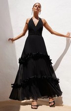 Ro&Zo Womens Black Maxi Dress V-Neck Lined RRP £250