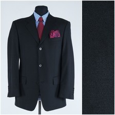 Mens Black Blazer 40R US Size DANIEL HECHTER Wool Sport Coat Jacket