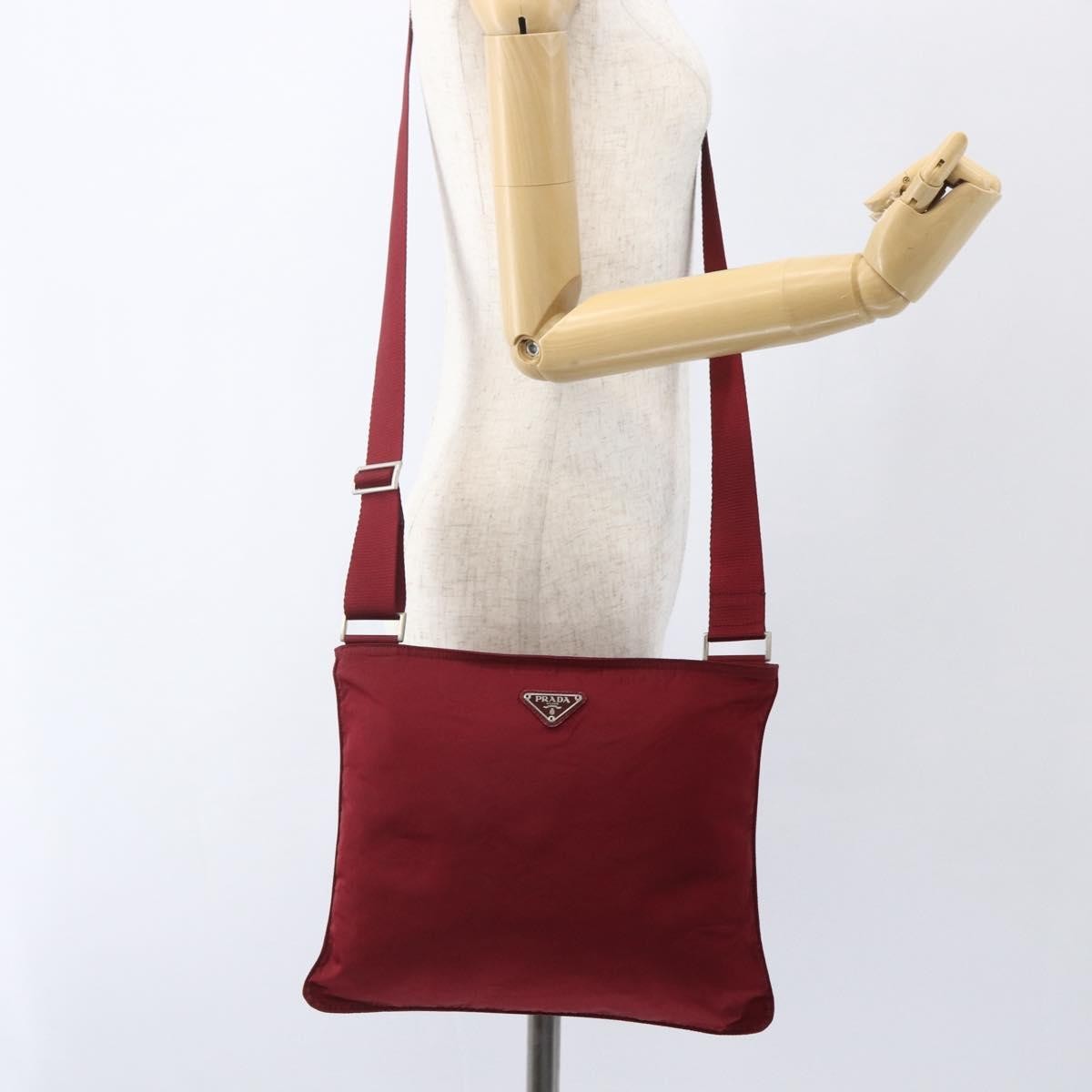 Prada Zip Top Messenger Bag Tessuto Red Nylon Shoulder Bag Bag Authentic thumbnail 14