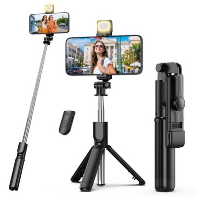Selfie Stick Tripod with Light, Retractable Selfie Stick Tripod with Wireless...