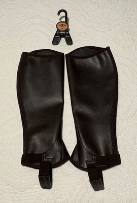 Saxon Riding Half Chaps Dark Brown Faux Leather Size Medium Equestrian 