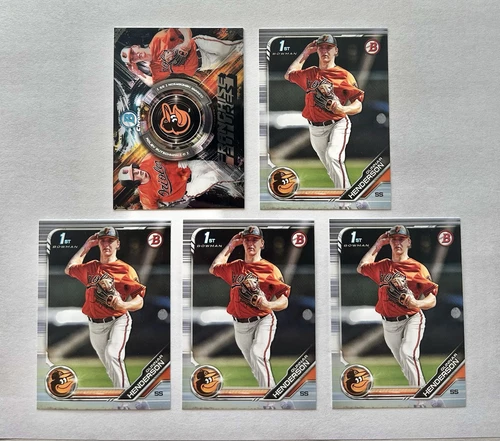 GUNNAR HENDERSON (5 CARD) 2019 1ST BOWMAN & CHROME ROOKIE RC's - ORIOLES!