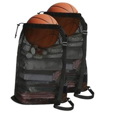 NATURAL STYLE 2 Packs Swim Bag Mesh Drawstring Backpack Oversized 18" x Black