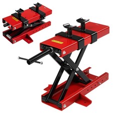 Red Motorcycle Scissor Lift Jack for Dirt Bike ATV Height Adjustable Foldable