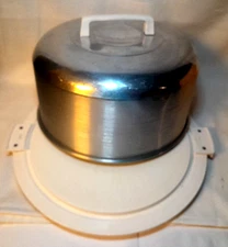 Vintage 50's Atapco 5-000 Metal Tin Dome Covered Locking Cake & Pie Carrier 11"