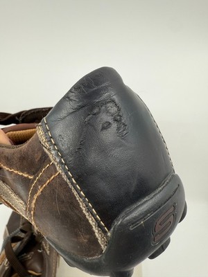 Skechers 61181 Brown Oxford Relaxed Step SNEAKERS Shoes Leather