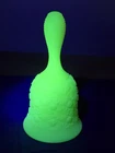 Vintage Fenton Bell - Daisy and Button Lime Green Custard Glass Glows