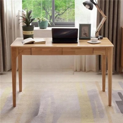 Solid Wood Desk 47 Inch Drawers Small Computer Gaming Study Home Office ODCVKRT
