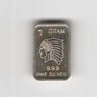UNITED STATES NATIVE AMERICAN INDIAN HEAD BULLION BAR 1 GRAM .999 FINE SILVER