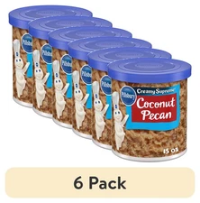 Pillsbury 6 Pack 15 oz Coconut Pecan Frosting Creamy Supreme Tub Dessert Topping