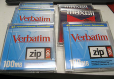 Lot Of 6 Maxell Verbatim Iomega Zip Disks for Total of 600 MB Used Bonus