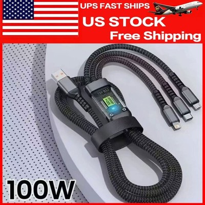 3 In 1 Fast Charging Cable Cell Phone Charger Cord For iPhone Type C Micro