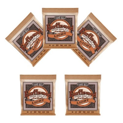 Ernie Ball Guitar Strings 5 Sets Acoustic Earthwood Phosphor Bronze Light 11-52