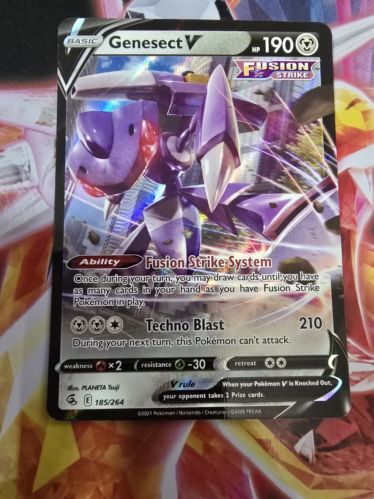 Pokemon Genesect V (185/319) Fusion Strike NM HOLO