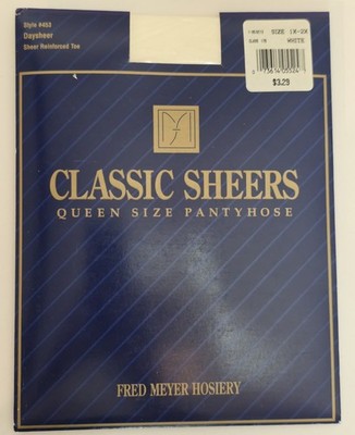 Vtg Fred Meyer Hosiery Classic Daysheer Queen Pantyhose Size:1X-2X #453 White
