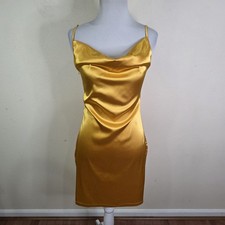 SHEIN Women's Short Yellow Satin Slip Dress Size XS