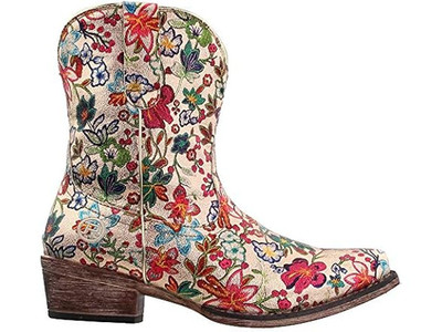 Roper Ingrid Western Boots Womens 8.5 Multi Floral Metallic Faux Leather NWT