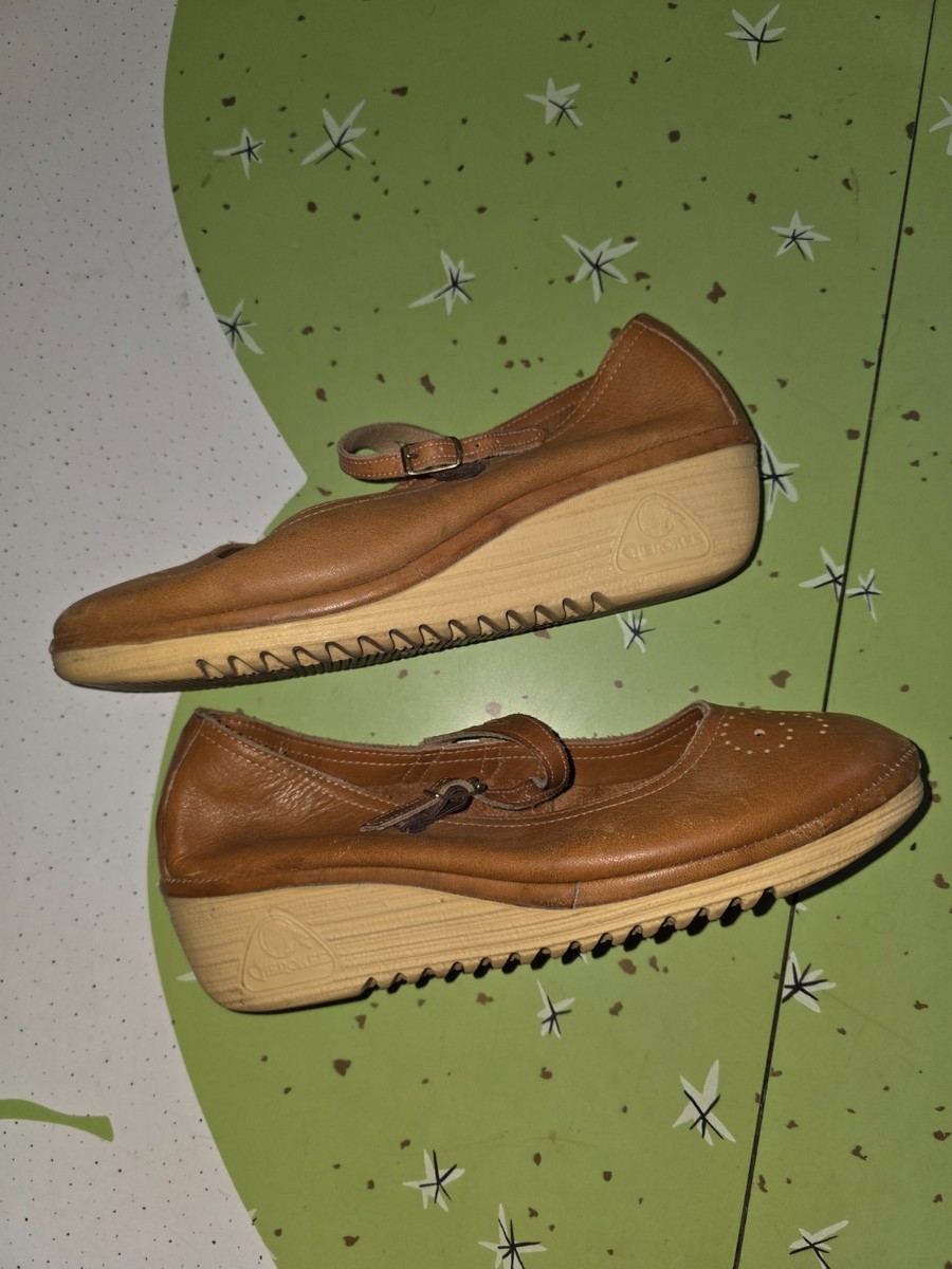Vintage 1970-80's CHEROKEE Of California Wedge Heel Mary Jane