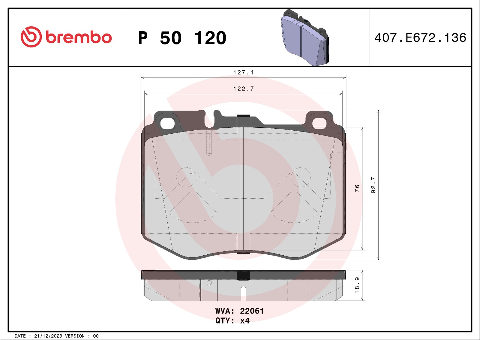 Brembo Bremsbelagsatz P 50 120, Vorne - Bild 7