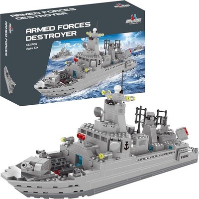 Apostrophe Games Navy Destroyer Building Block Set - 533 Pieces - Building Block