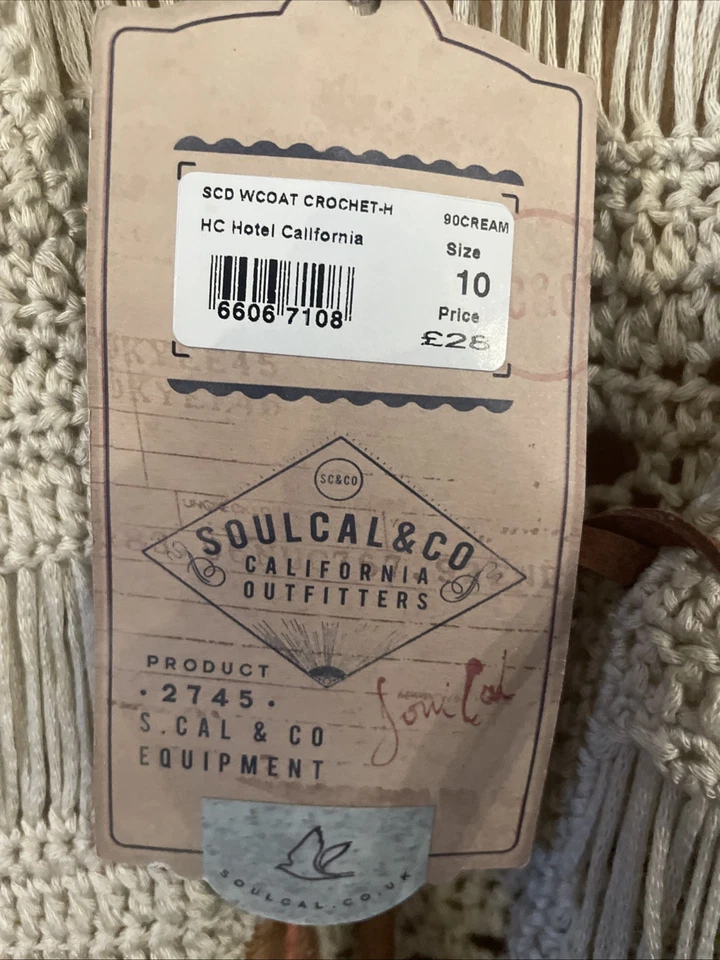 Lovely Beige Crochet Fringed Boho Waistcoat  With Coloured Shapes  10 New Tags - Image 4 of 4