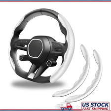 Carbon Fiber Anti-skid Steering Wheel Cover 2 Pack Segmented Protecolor White