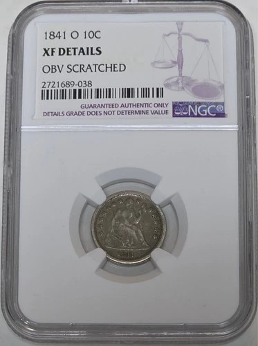 1841-O Seated Liberty Silver Dime 10c NGC XF Details