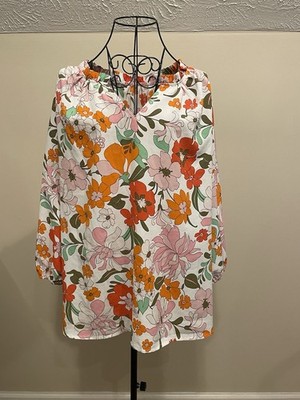 SHEIN Bundle Lot Of 4 Blouses Size L/XL Floral, Animal Print, Peplum, Tunic, 70s