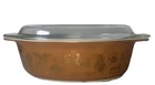 PYREX oval 2.5 Qt CASSEROLE DISH #045, Early American Brown Gold w/LID, VTG