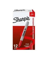 12 Red Sharpie PERMANENT Markers IN BOX Fine FREE SHIPPING BUY 4 GET 15% OFF