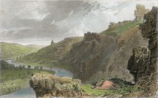 MORWELL ROCKS DEVON 1832 Thomas Allom - William Le Petit ANTIQUE ENGRAVING