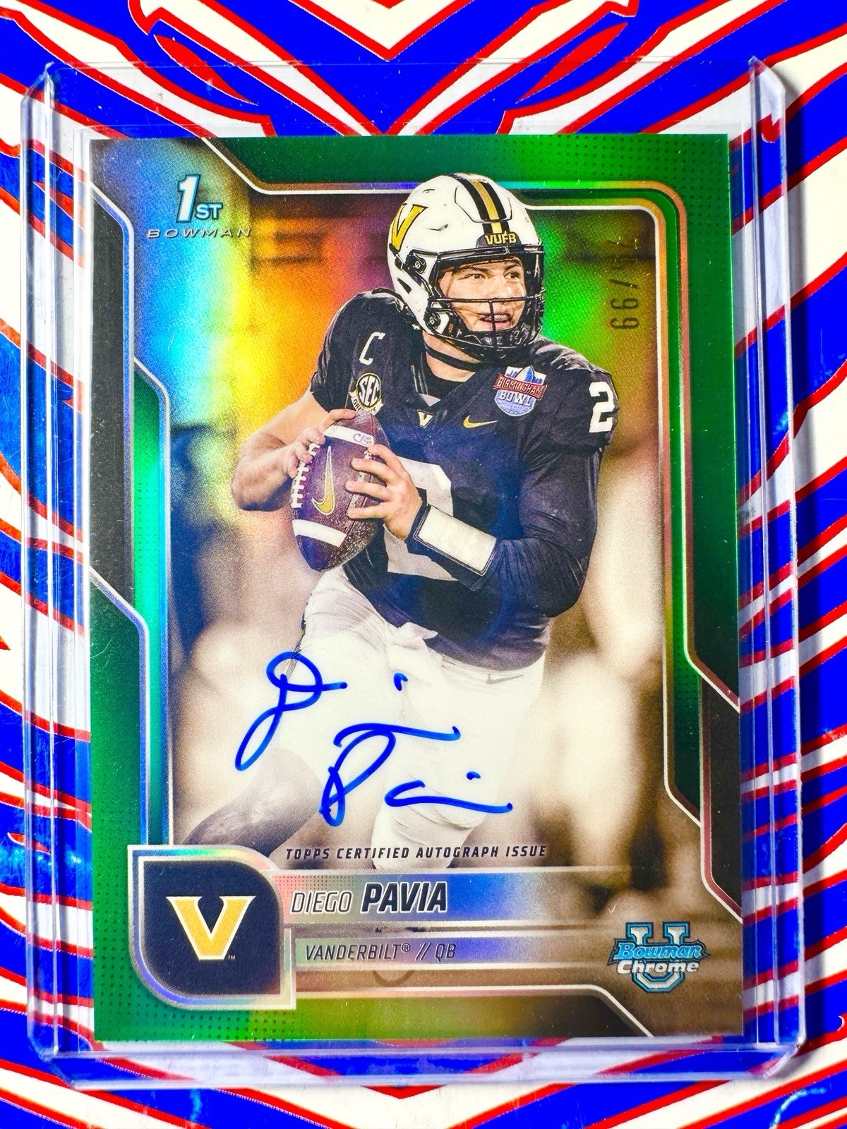 2025 Bowman Chrome U Diego Pavia 1st Bowman Green Refractor Auto /99 #BCA-DPA