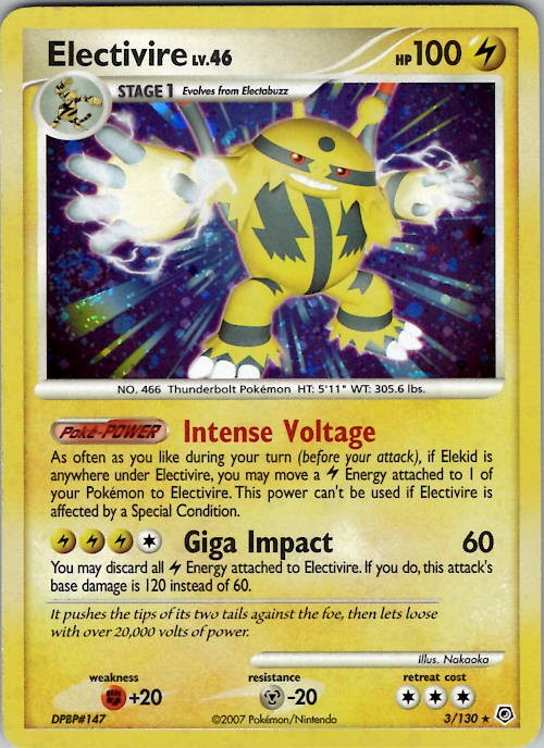 Electivire Diamond and Pearl 3/130 Holo NM