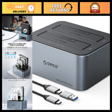 Dual Bay Hard Drive Docking Station, USB C to SATA, Offline Clone, 36TB Support,