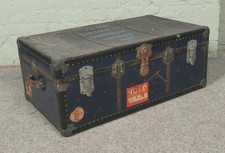 Vintage Travel Trunk with Twin Leather Handles and an Interior Shelf