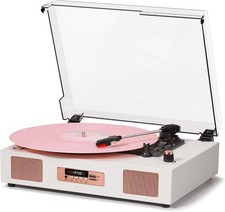 Vintage Bluetooth Turntable Record Player 3-Speed USB Recording Built-In Speaker