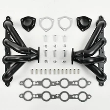 Shorty Stainless Block Hugger Manifold Header For Chevy LS1 LSX SWAP 350 Black