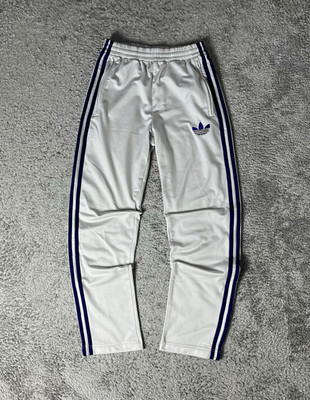 Adidas Firebird Pants Womens XS Vintage White Purple Open Leg