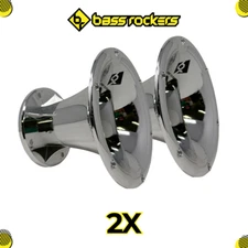 2PC 2” Throat 5.65” Exit Horn Wave Guide UV Resistant Silver Bolt on Compression