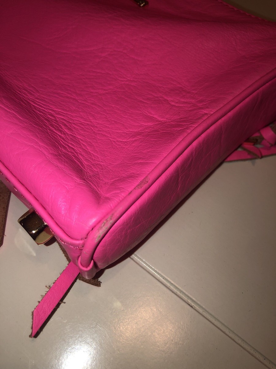 Rebecca Minkoff Hot Pink Leather Zip Rocker Crossbody Bag