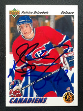 PATRICE BRISEBOIS AUTHENTIC AUTOGRAPH 1991-92 UPPER DECK 91-92 NO 442      91499