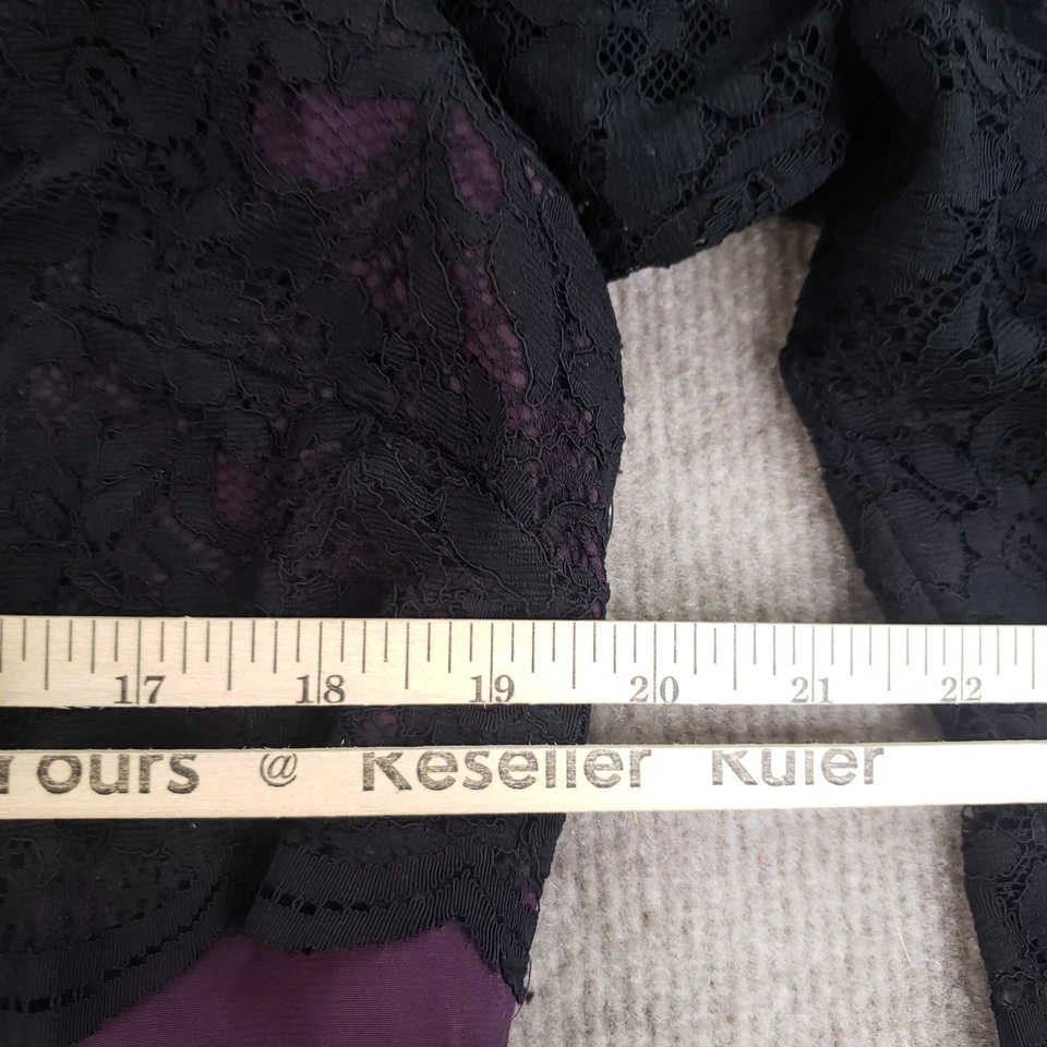 Vestido Boden Mujer Talla 16 R Negro Púrpura Cambio Manga 3/4 Encaje Tapete Vieira Dobladillo Foto 3 de 4