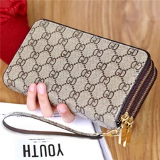 Double Zipper Women Wallet Clutch Long Card Holder Phone Case Purse Handbag US