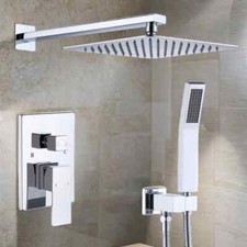 Chrome 8 in Shower Faucet System Set Rainfall Shower Head Combo w/ Mixing Valve