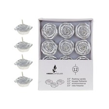 Mega Candles - Unscented 1.5" Floating Flower Candles - Silver, Set of 12